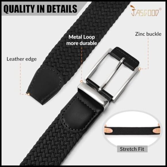 Stretchy Braided Elastic Belt for Men Women Casual Jeans Pants